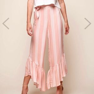 Crop Ruffle Hem Pants by Selfie Leslie